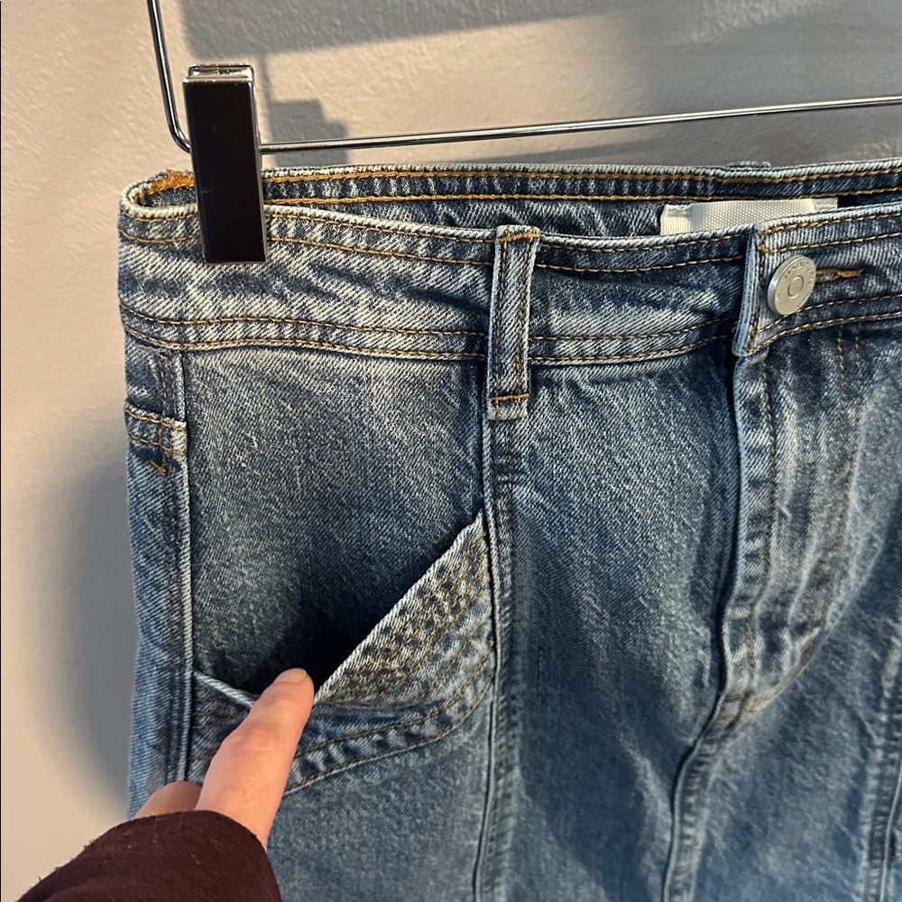 Habitual Center Slit Denim Midi Skirt - Picture 3 of 7